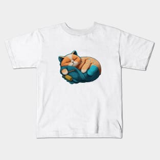 Cute Sleepy Little Kitty Cat Knitten Kitten Kids T-Shirt